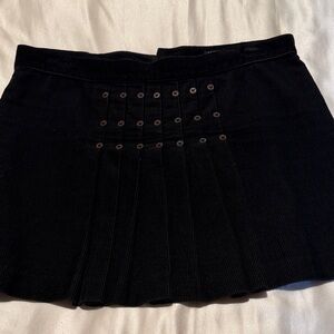 Juicy Couture Black Pleated Corduroy Mini Skirt with Stud Detail
